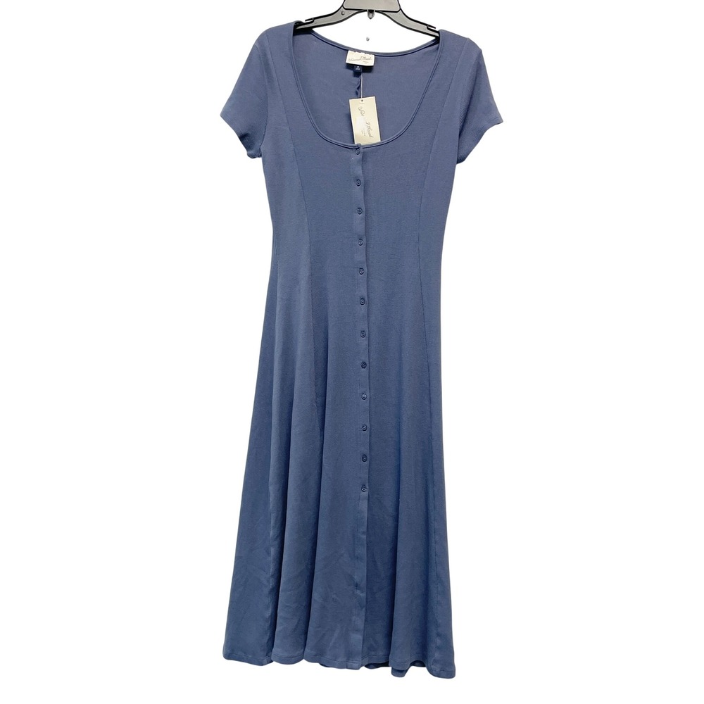 Universal Thread Women's Blue Ribbed Button Front… - image 2